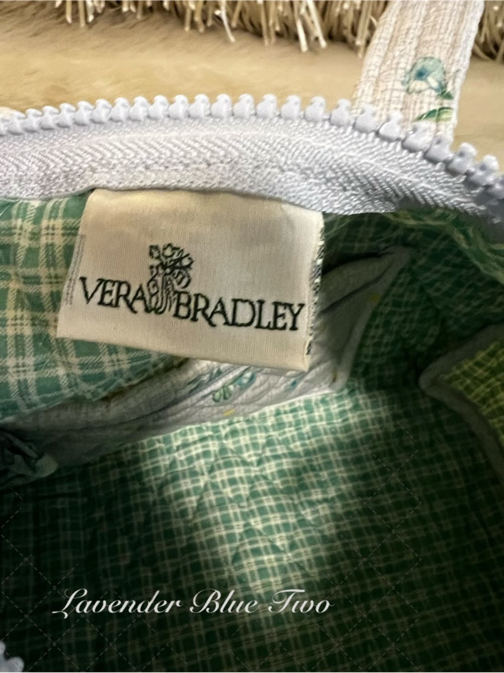 Vintage VERA BRADLEY Watercolor 1st Generation 100 Duffle Pastel Blue Green USA - Picture 13 of 14
